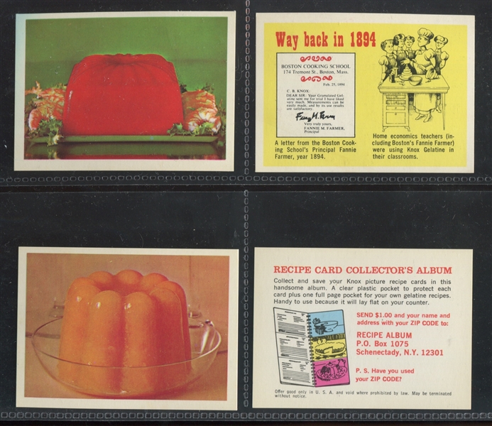 1960's Knox Gelatine Recipe Cards Lot of (4) Series 1 Cards