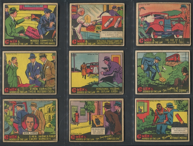 R60 Gum Inc G-Men and the Heroes of the Law Lot of (95) Cards