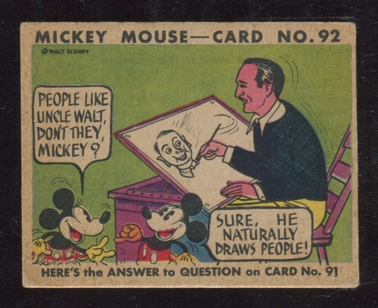 R89 Gum Inc Mickey Mouse #92 Walt Disney People Like Uncle Walt 