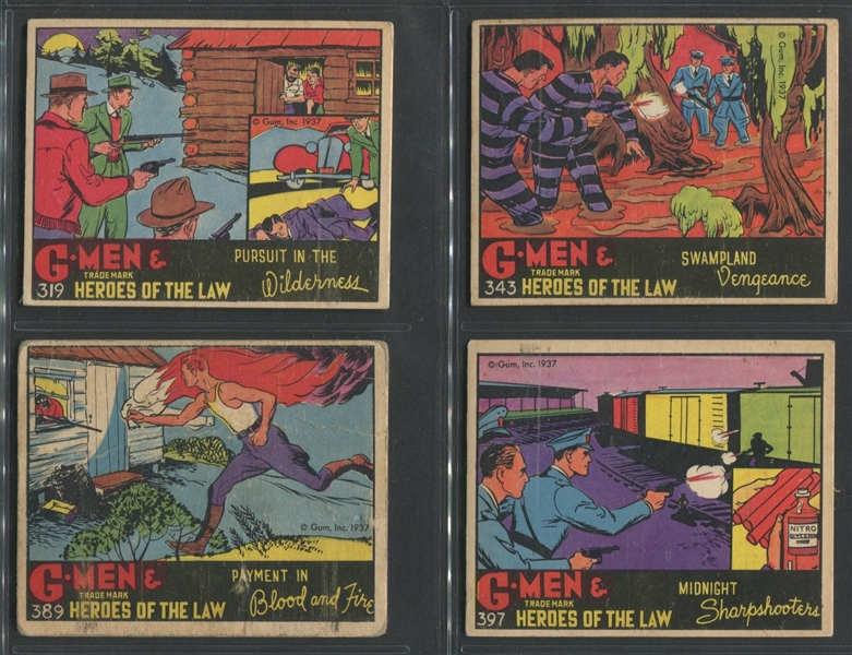 R60 Gum Inc G-Men and the Heroes of the Law 300-Series Lot of (4) Cards