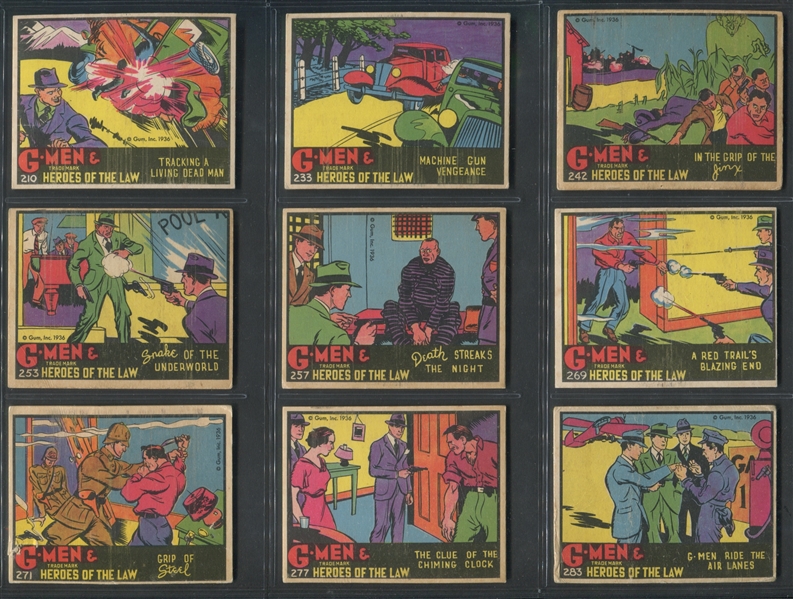 R60 Gum Inc G-Men and the Heroes of the Law 200-Series Lot of (9) Cards