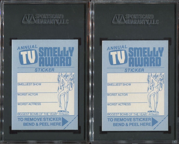 1980 Fleer Smelly Awards Lot of (2) High Grade SGC-Graded Stickers