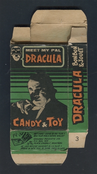 1950's/1960's Goodies Products (Canada) Monstre Mural Full Candy Box Dracula