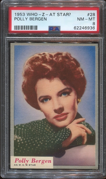 1953 Topps Who-Z-At Star? #28 Polly Bergen PSA8 NM-MT