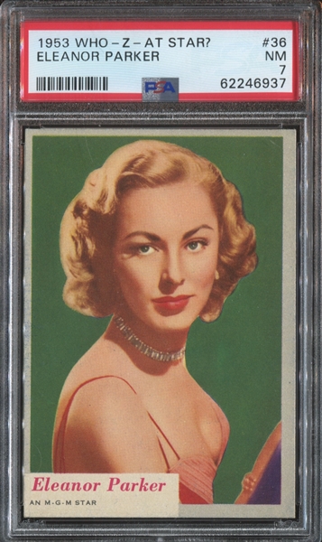 1953 Topps Who-Z-At Star? #36 Eleanor Parker PSA7 NM