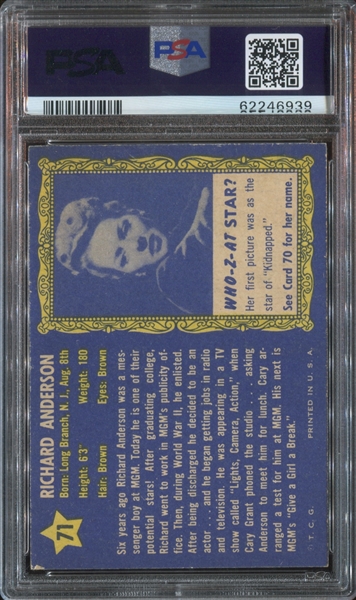 1953 Topps Who-Z-At Star? #71 Richard Anderson PSA7 NM