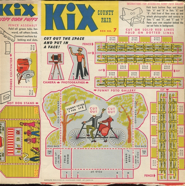 F272-59 General Mills/KIX County Fair Box Panels Complete Set of (9) Panels