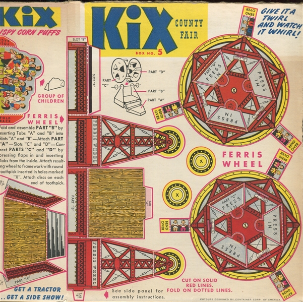F272-59 General Mills/KIX County Fair Box Panels Complete Set of (9) Panels