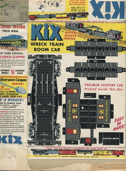 F272-12a General Mills/KIX Railroad Models Complete Set on Entire Packages (16)
