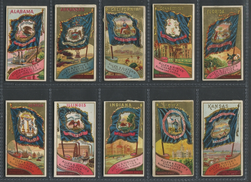 N11 Allen & Ginter Flags of the States and Territories Lot of (34) Cards