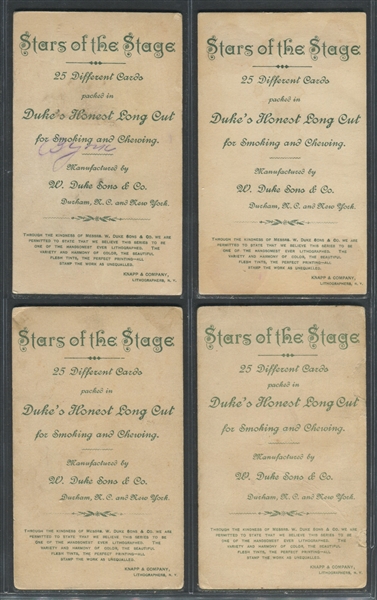 N129 Duke Stars of the Stage (1st Series) Mixed Back Near Set (18/24) Cards