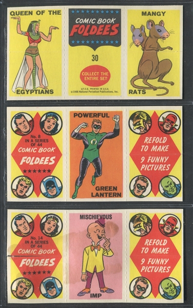 1966 Topps Comic Book Foldees Lot of (3) Cards, Wrapper and Partial Gum