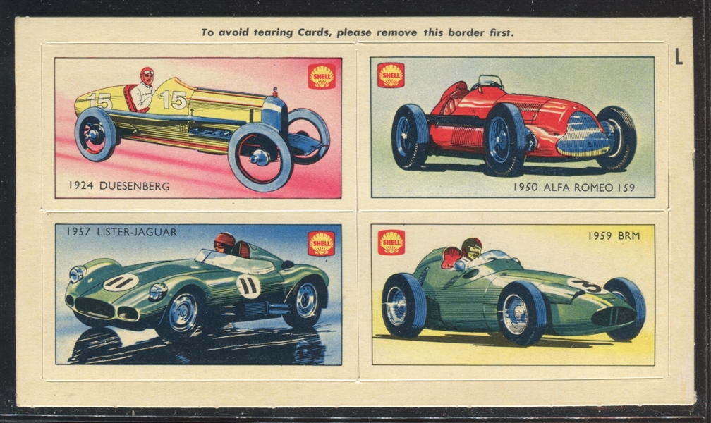 1960's Shell Oil (New Zealand) Racing Cars of the World 4-Card Panel