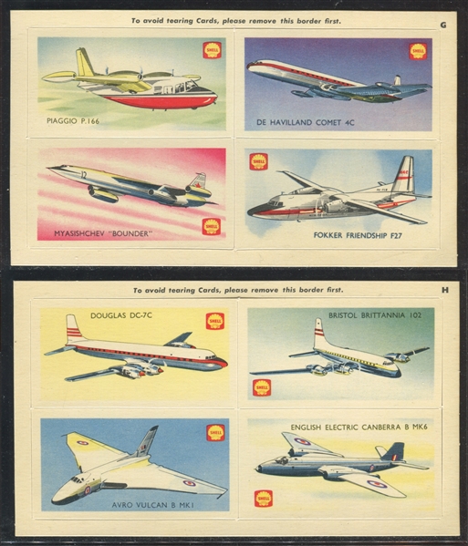 1960's Shell Oil (New Zealand) Aircraft of the World Lot of (8) 4-Card Panels