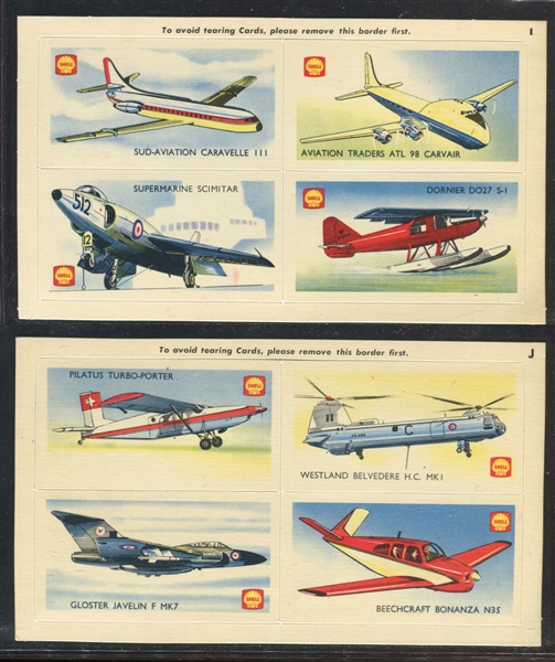 1960's Shell Oil (New Zealand) Aircraft of the World Lot of (8) 4-Card Panels