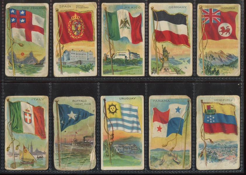 T59 Flags of All Nations Mixed Back Lot of (19) Cards With (3) Tough Hustler Backs