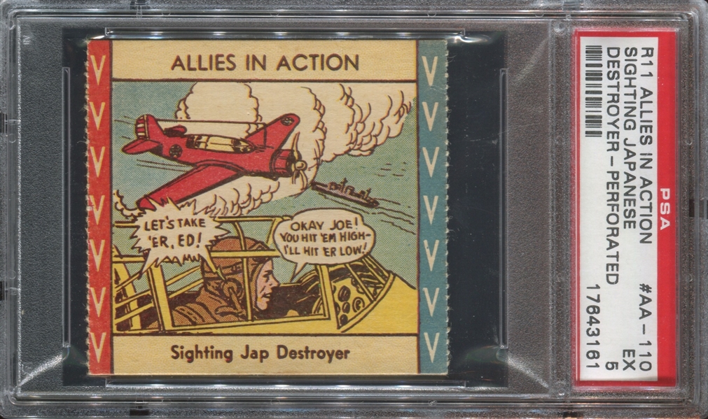 R11 W.H. Brady Allies in Action #AA-110 Sighting Japanese Destroyer PSA5 EX