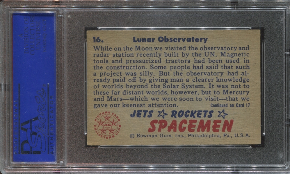 1951 Bowman Jets, Rockets, Spacemen #16 Lunar Observatory PSA7 NM