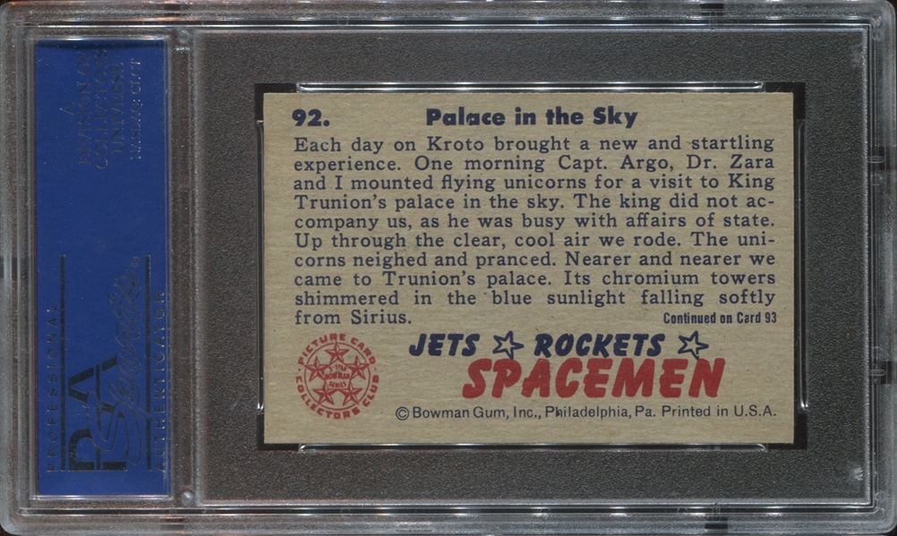 1951 Bowman Jets, Rockets, Spacemen #92 Palace in the Sky PSA7 NM