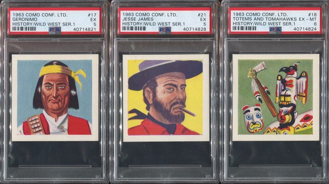 1960 Como Confectionery History Wild West Lot of (6) PSA-Graded Cards