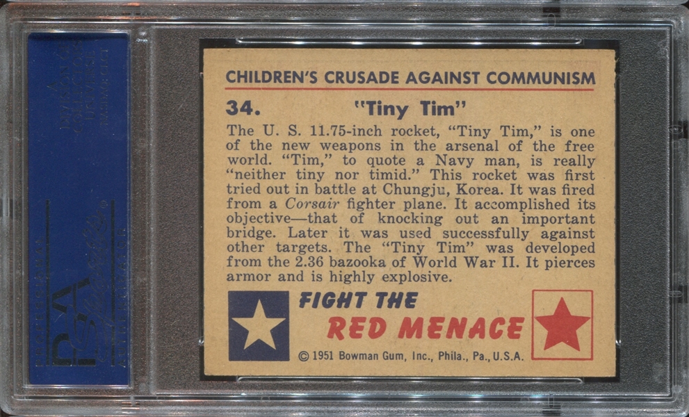 1951 Bowman Red Menace #34 Tiny Tim PSA7 NM
