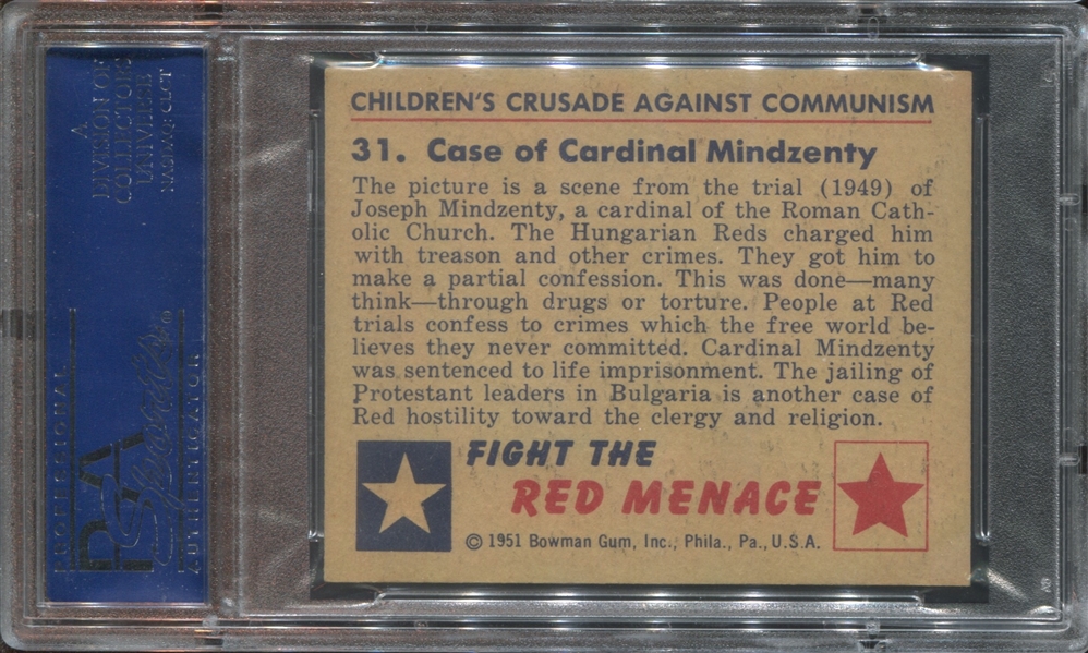 1951 Bowman Red Menace #31 Case of Cardinal Mindzenty PSA7 NM
