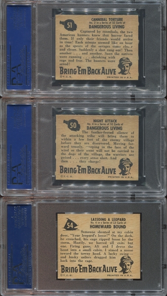 1950 Topps Bring 'Em Back Alive Lot of (3) PSA-Graded Cards