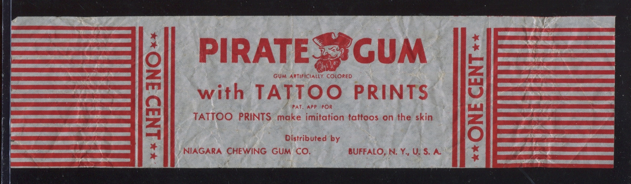 R148 Niagara Chewing Gum Tattoo Prints Wrapper - Only Known Specimen