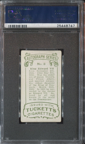 C113 Tuckett Cigarettes Autograph Series #3 King Edward VII PSA3.5 VG+