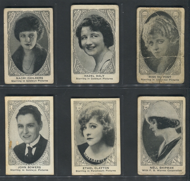 E123 American Caramel Movie Stars Unnumbered Examples Lot of (6) Cards