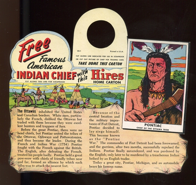 F225-1 Hire's Root Beer Indian Chiefs Pontiac Lot of (4) Cards