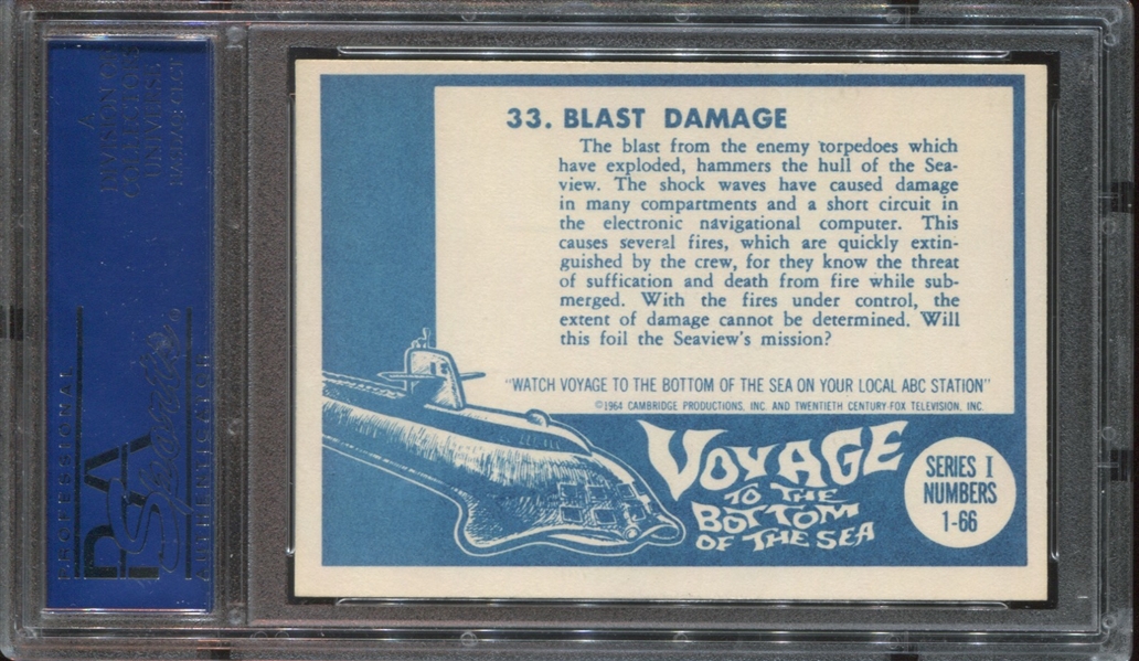 1964 Donruss Voyage to the Bottom of the Sea #33 Blast Damage PSA8 NM-MT