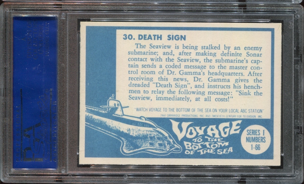 1964 Donruss Voyage to the Bottom of the Sea #30 Death Sign PSA8 NM-MT