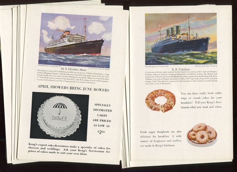 D90 Krug's Bakery Wonder Ships Near Set (29/36) Bulletins