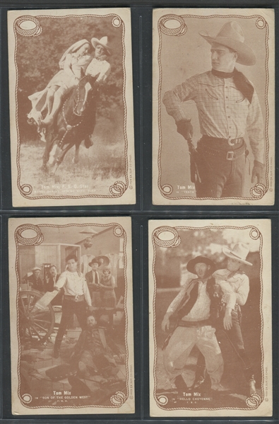 1920's Exhibit Tom Mix Mixed Lot of (16) Cards From Multiple Sets