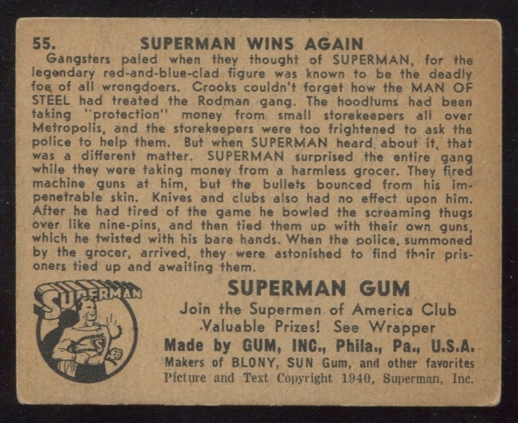 R145 Gum Inc Superman #55 Superman Wins Again HIGH NUMBER