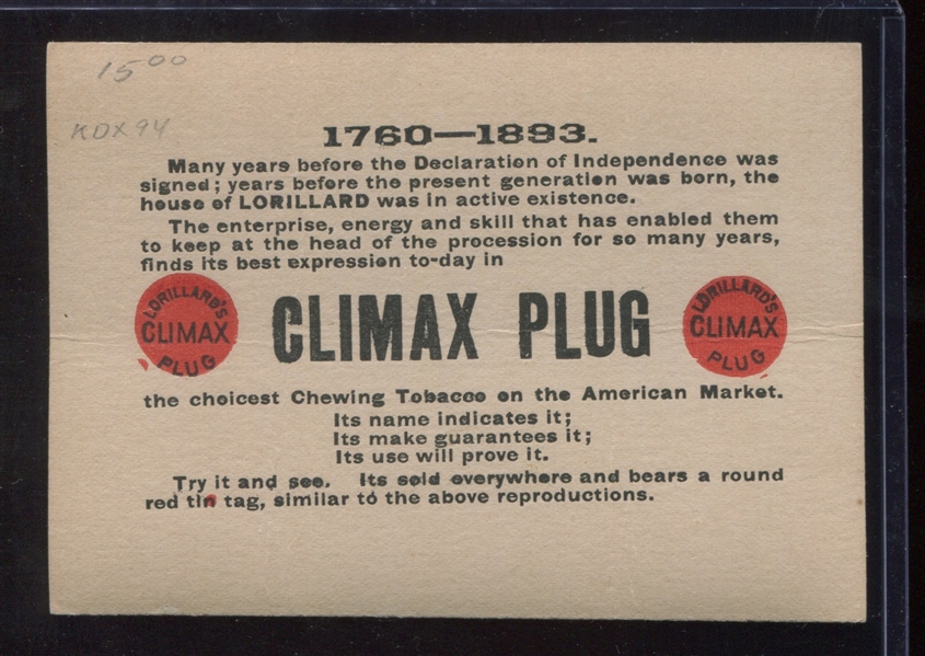 N276 Climax Plug Actresses Type Card