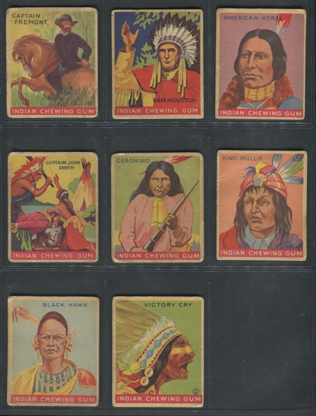 R73 Goudey Indian Gum Lot of (8) Cards