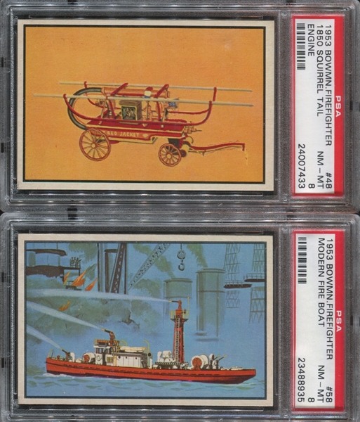 1954 Bowman Fire Fighters Lot of (5) PSA8 NM-MT Graded Cards