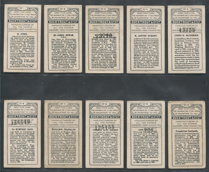 1924 Bucktrout Original Inventors Complete Set of (20) Cards