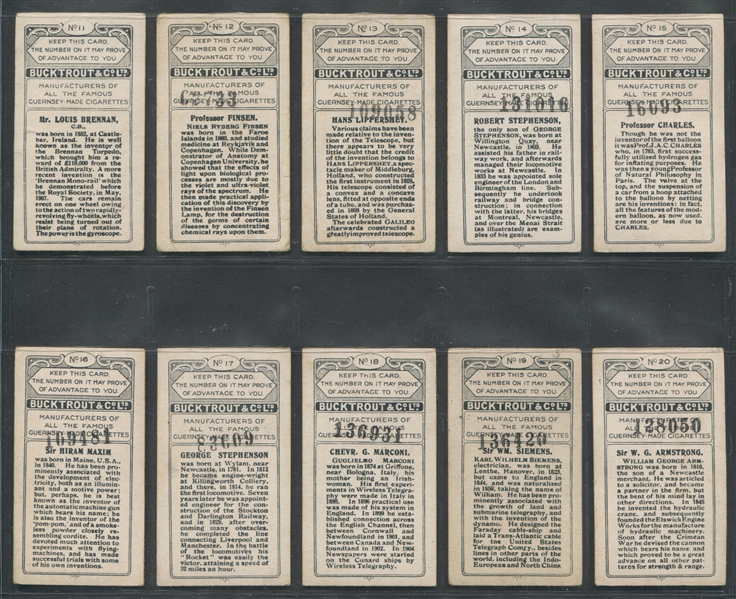 1924 Bucktrout Original Inventors Complete Set of (20) Cards