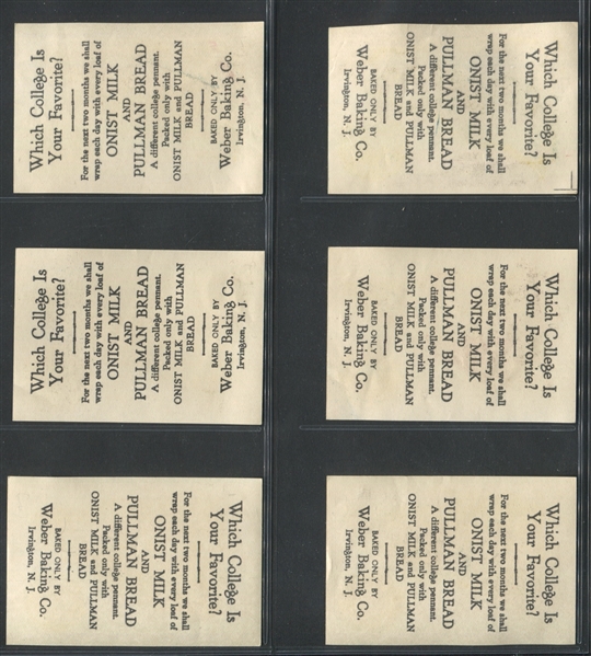 D96 Weber Baking College Pennants Lot of (19) Cards