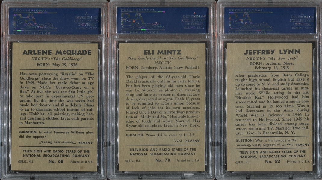 1953 Bowman NBC T.V. and Radio Stars Lot of (5) PSA-Graded Cards