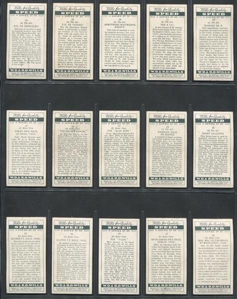 1930 W.D. & H.O. Wills Speed Complete Set of (50) Cards