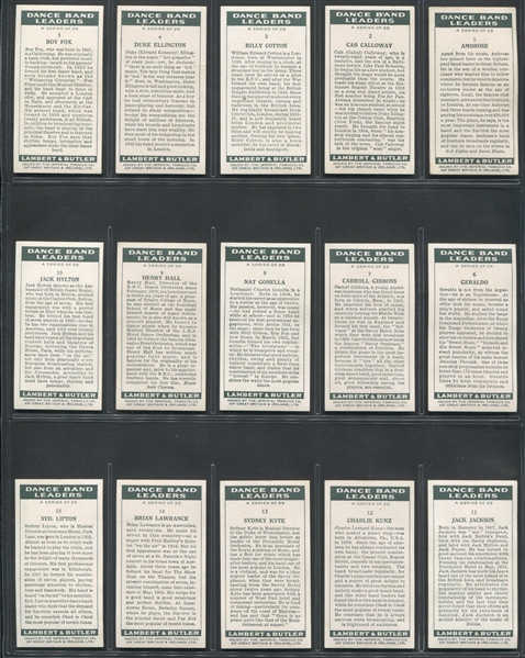 1936 Lambert & Butler Dance Band Leaders Complete Set of (25) Cards