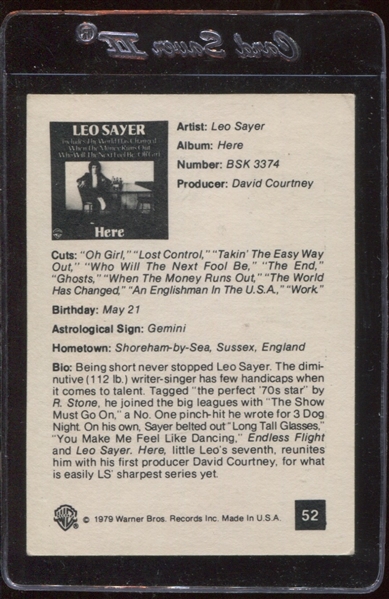 1979 Warner Records Card - Leo Sayer
