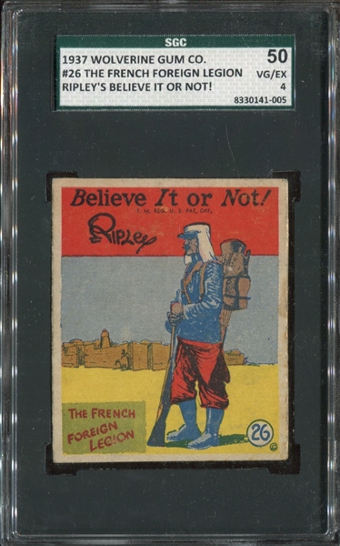 R21 Wolverine Gum Believe it or Not #26 The French Foreign Legion SGC50 VG-EX