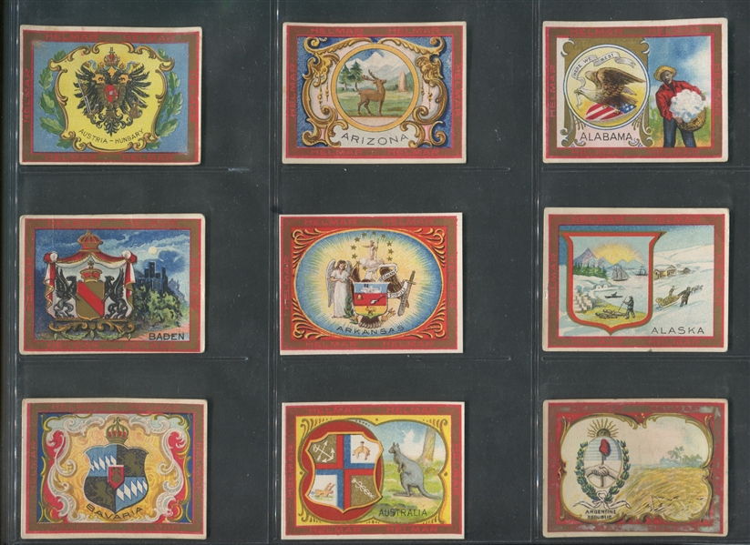 T107 Helmar Cigarettes State and Country Seals Near Master Set (478/500) Cards