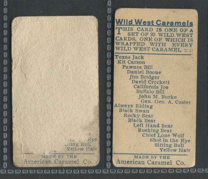E49 American Caramel Wild West Caramels Lot of (12) Cards