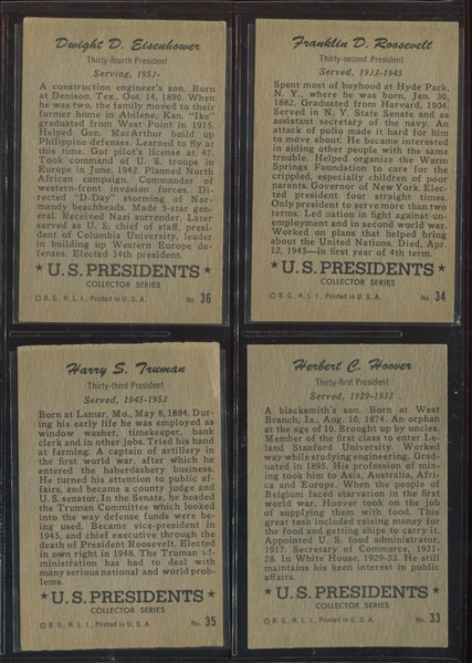 1952 Bowman Presidents Complete Set of (36) Cards